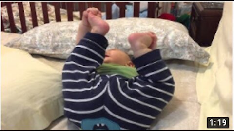 Funny baby laughing with farts