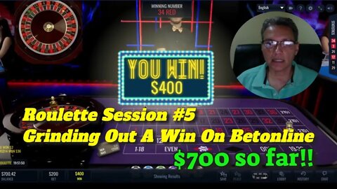 Roulette Session #5 Grinding Out A Win On Betonline! Playing Red and Black! Check It Out!
