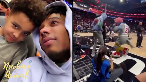 Blueface Is On An Emotional Rollercoaster Taking Son Javaughn To His 1st NBA Game! 😢