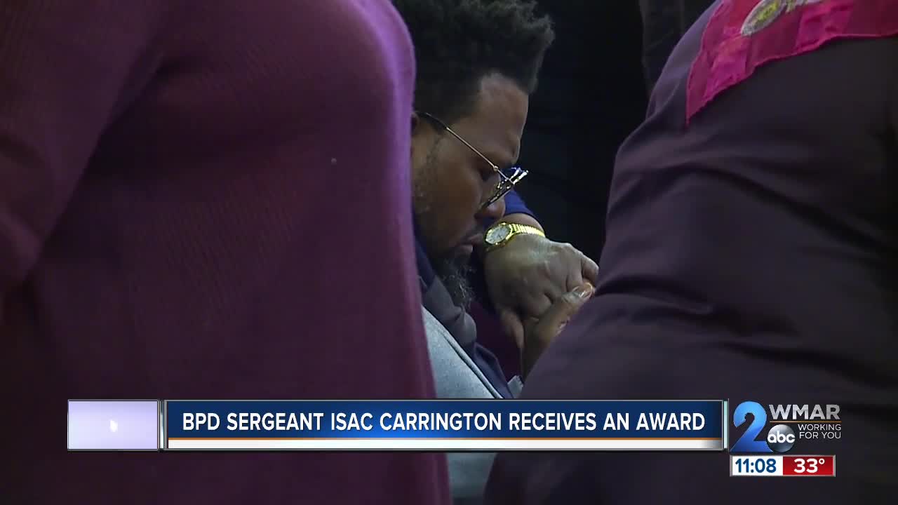 Sergeant Isaac Carrington receives an award
