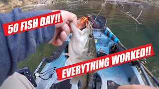 50 Bass BEATDOWN From A KAYAK!!