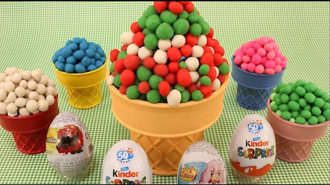 Play Doh Dippin Dots Ice Cream Cups Learn Colors Surprise Toys LOL Kinder Surprise Eggs
