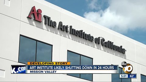 San Diego's Art Institute likely shutting down in 24 hours