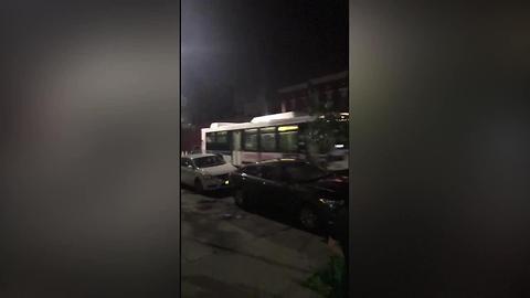 WATCH | Empty bus rolls down Brooklyn street, hits several cars