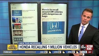 Honda to recall around 1M vehicles with dangerous air bags