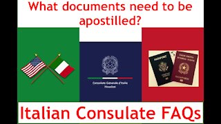 Italian Consulate FAQ-Which documents need apostilles for Jure Sanguinis Italian citizenship?