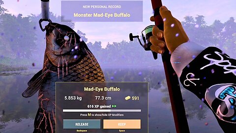 Mad-Eye Buffalo mutation fish is finally in landing net, Fishing planet