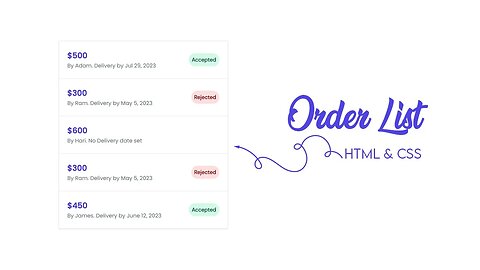 Create Order List Web Design | HTML & CSS | Cyper Coder