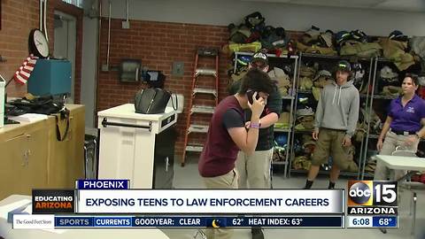 High school class exposing students to law enforcement careers