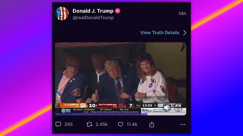 TRUMP AT PALMETTO BOWL - HE SHARED A CLIP WHERE THE SCORES #17 AND HANDED OUT POPCORN