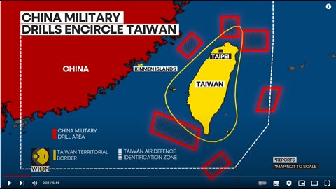 La Cina inizia le esercitazioni militari intorno a Taiwan;Taiwan sta monitorando attentamente le esercitazioni..come da previsioni appunto per la futura invasione dell'isola da parte del governo legittimo di Pechino