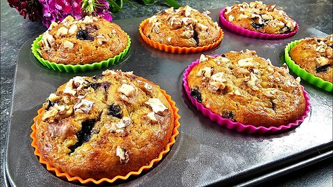 Very fast for tea or coffee!☕ Tasty muffins without sugar!