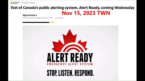 YOU ARE BEING WARNED! Emergency Alert Nov 15, 2023
