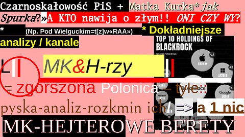 Czarnoskałowość PiS + Matka Kurka*jak Spurka: »A KTO nawija o złym!! ONI CZY WY? Umysły niemowlaków.