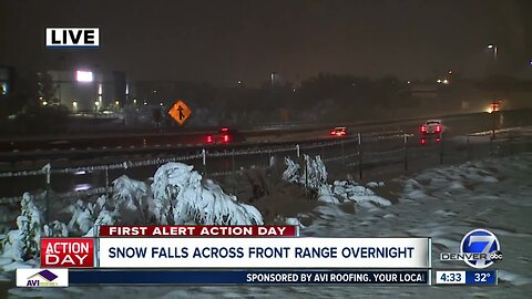 Snow continuing to fall toward Castle Rock