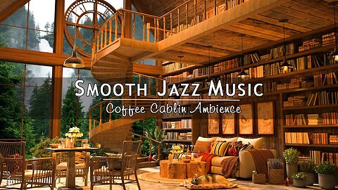 Cozy Coffee Cabin Ambience ☕ Smooth Piano Jazz Music for Relaxation, Studying | Rain sound for sleep