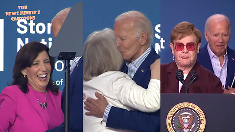 Biden Post Debate Clown Show. Dr.Jill: "Joe wakes up every morning thinking about how he can make lives better." Gillibrand: "He's the best!" Biden: "Good job, man." Elton John: "Huh? Oh." Biden shuffles off.