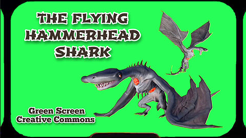 FLYING SHARK HAMMER animation Green Screen. Video chromakey on the GREEN SCREEN.