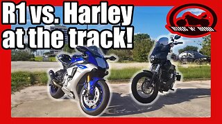 R1 vs. Harley AT THE TRACK!!! CLOSE RACE!