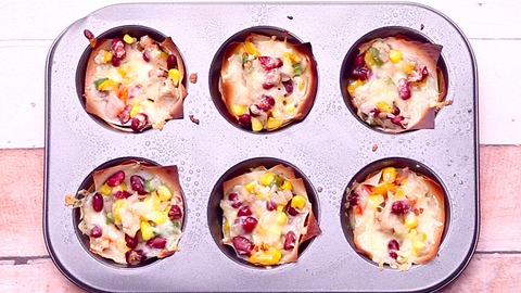 She put wonton wrappers in a muffin tin and made a fresh take on Mexican food