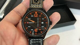 FIZILI Black Orange 8224 Sports Waterproof Date Week Leather Strap Watch review and giveaway