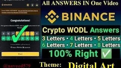 Today Binance Crypto WODL Answer | 13/9/23 Binance All Wodle Letter Answer | Theme Digital Art