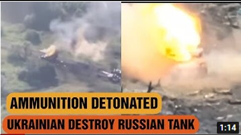 Ukrainian servicemen destroy Russian tank, ammunition detonated