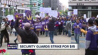 Security guards in downtown Detroit striking for union rights, $15 minimum wage