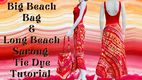 Tie-Dye Designs: Monochromatic Matching Set Big Beach Bag & Long Beach Sarong Geode Muck Ice Dye