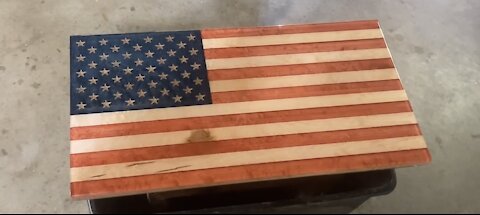 Wood American flag built out of Birdseye Maple