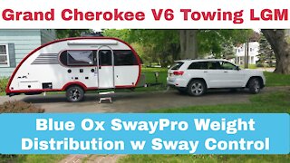 Little Guy Max Towed by V6 Jeep Grand Cherokee with Blue Ox Weight Distribution Tow Package