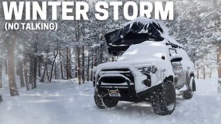 Solo Winter Camping in a SNOW STORM (No Talking)
