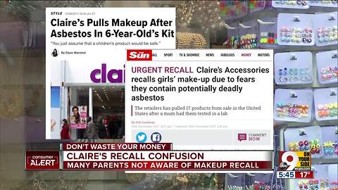 Parents confused over Claire's makeup recall