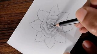 How to draw a Rose step by step