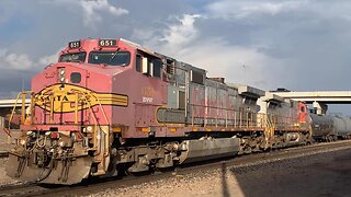 BNSF Military Train, Local 204 Job with Red & Silver Warbonnets and Double Stacks on the Transcon.