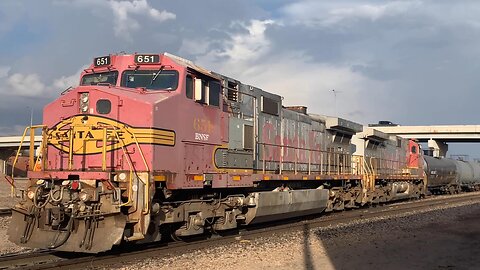 BNSF Military Train, Local 204 Job with Red & Silver Warbonnets and Double Stacks on the Transcon.