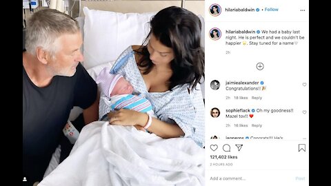 Family of seven! Hilaria Baldwin gives birth to a baby boy