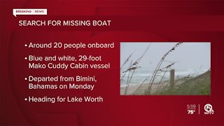 Boat headed to Lake Worth Beach missing with around 20 people aboard