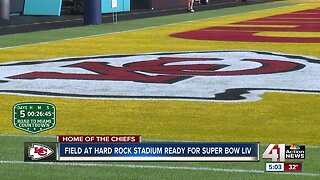 Crews prepare Hard Rock Stadium field for Super Bowl LIV