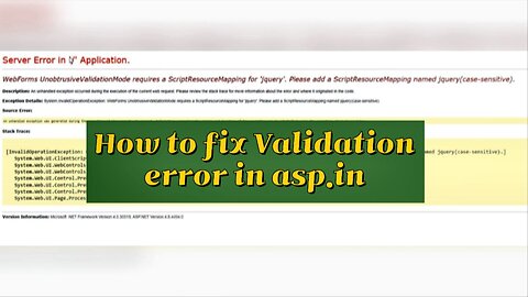 How to Solve Error When use Validation in project of Visual Studio 2012,2013 and 2015