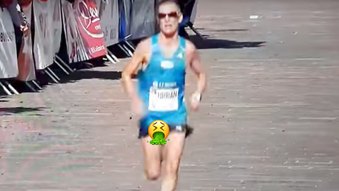 Marathon Runner Doesn't Feel His D*ck & Balls Flopping Around