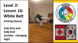 Baehr Taekwondo: 02-16: Yellow Stripe: Kicking Stance - Side Kick and Side Kick (combo)