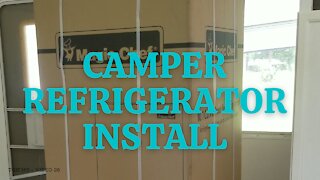 Installing Magic Chef refrigerator in RV and replacing outside frig access door.