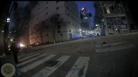 Police bodycam shows officer is not impressed by the massive blast in Nashville.