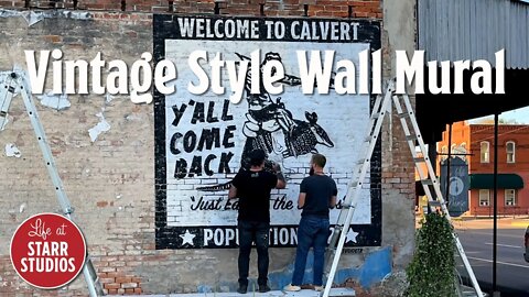 Painting a Vintage Style Wall Mural in Calvert, TX