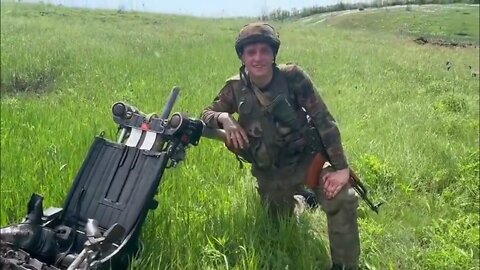Ejection seat K-36DM from a downed Ukrainian MiG-29 fighter somewhere in the Donbass