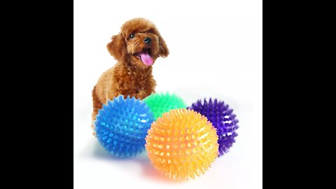 Pet Dog Cat Puppy Sounding Toys Polka Squeaky Tooth Cleaning Balls Playing Balls Pet