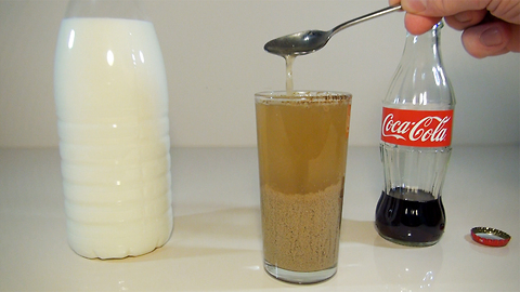 Mixing soda and milk creates fascinating results