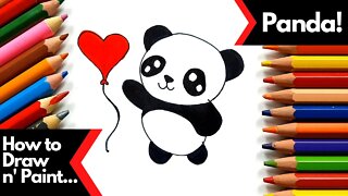 How to draw and paint a Panda Kawaii so cute