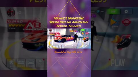 [Asphalt 8: Airborne (A8)] Anniversary Season & Anniversary Festival Progressions (Vertical #Shorts)